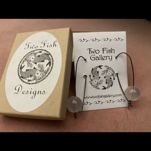 NEW 2 inch long earrings with round stone one end